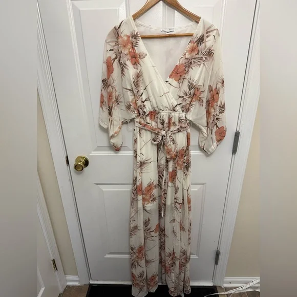 Women’s Baltic Born White And Pink Floral Maxi Dress M Cottagecore Sun Dress - Picture 2 of 12